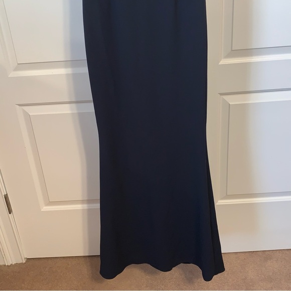 Katie May Vionnet Drape Back Sleeveless Full Length Dress Navy Blue Sz 4 EUC - Picture 7 of 10